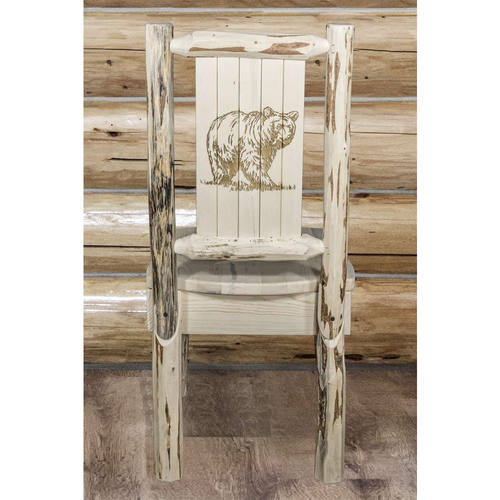 Montana Collection Side Chair w/ Laser Engraved Bear Design, Clear Lacquer Finish. Picture 7
