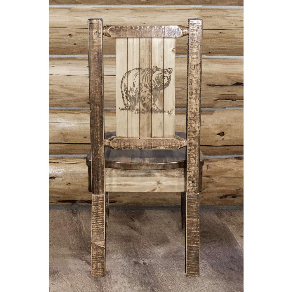 Homestead Collection Side Chair w/ Laser Engraved Bear Design, Stain & Lacquer Finish. Picture 7