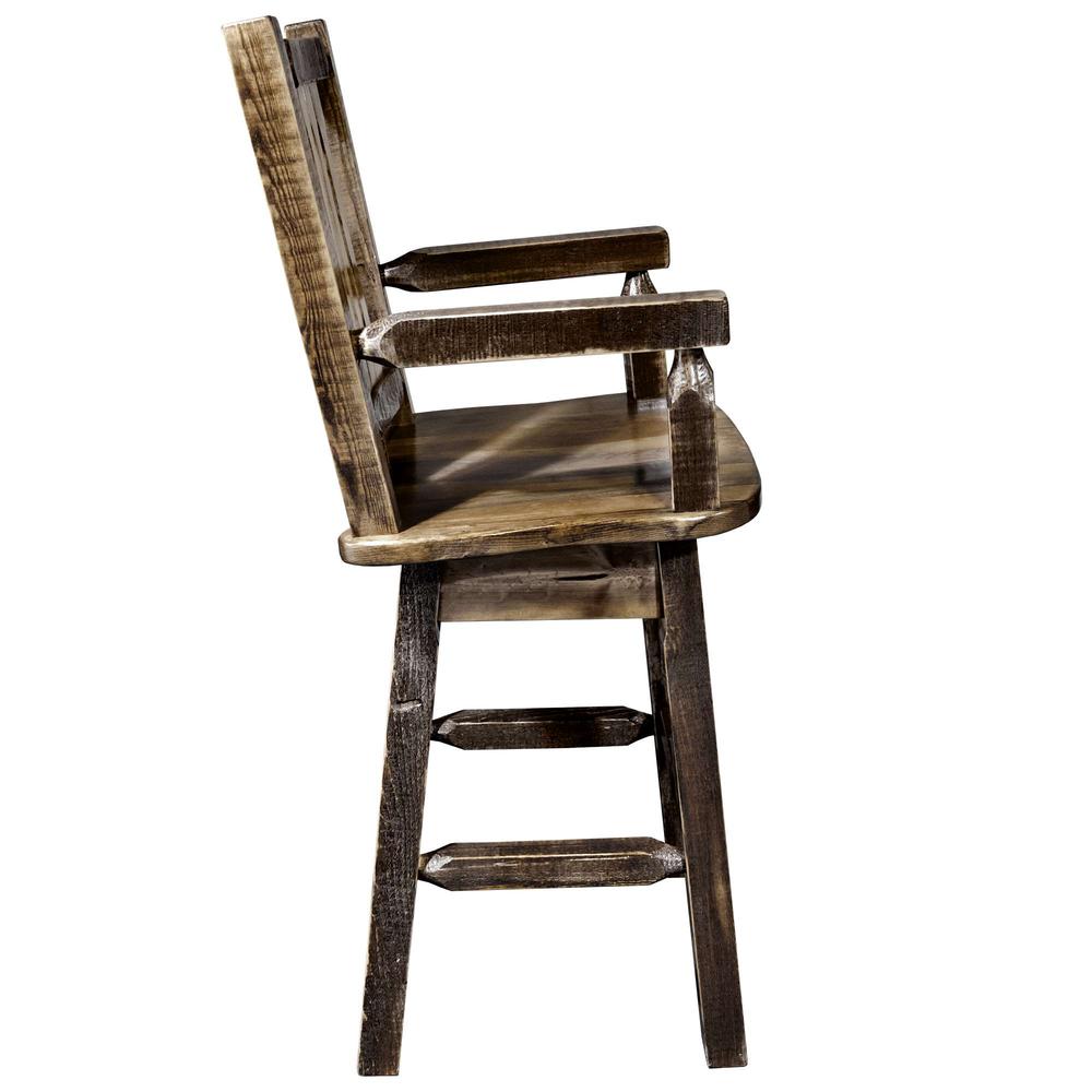 Homestead Collection Captain's Barstool w/ Back & Swivel, Stain & Lacquer Finish. Picture 4