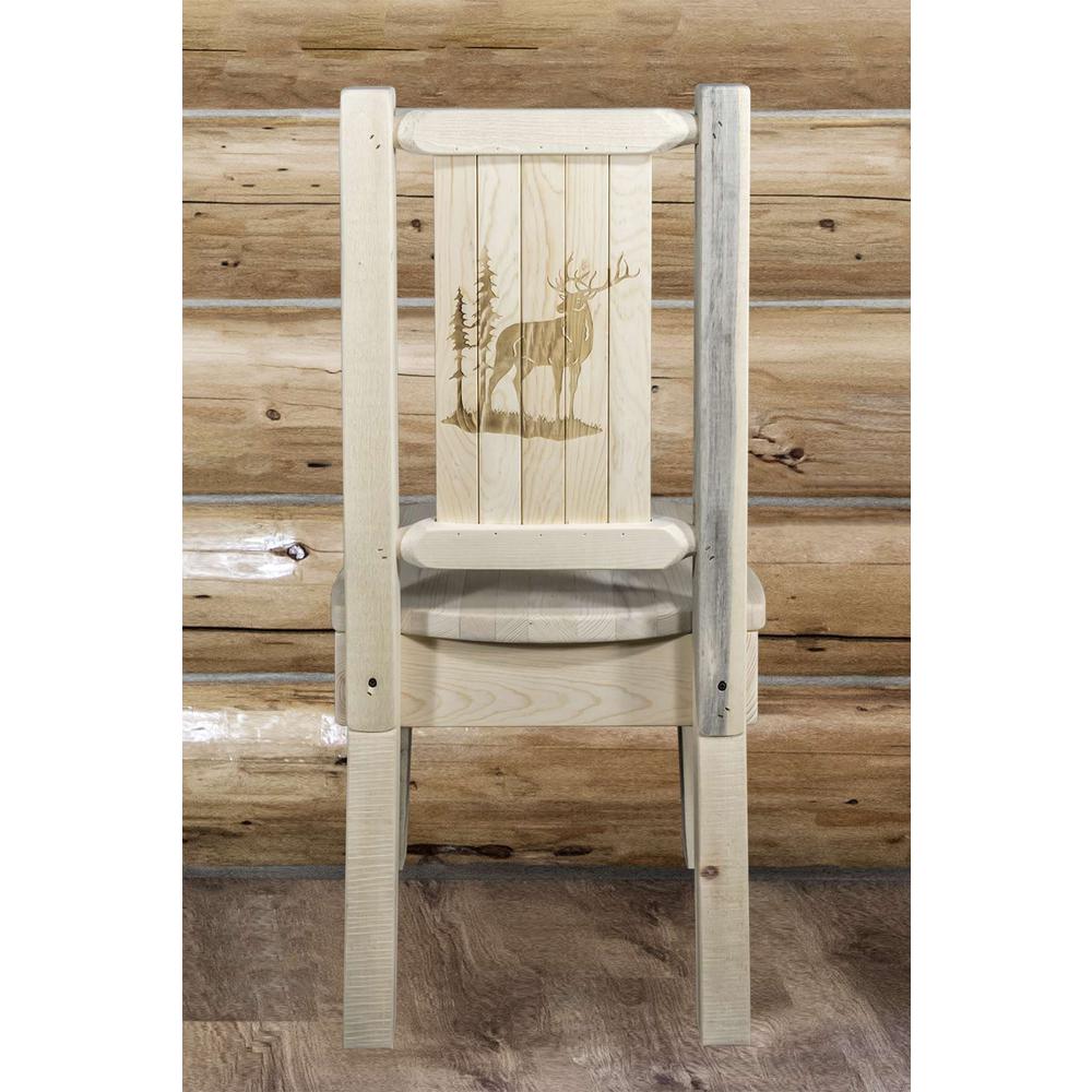 Homestead Collection Side Chair w/ Laser Engraved Elk Design, Clear Lacquer Finish. Picture 7