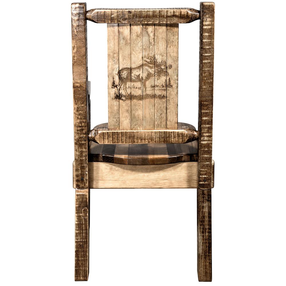 Homestead Collection Captain's Chair w/ Laser Engraved Moose Design, Stain & Lacquer Finish. Picture 2