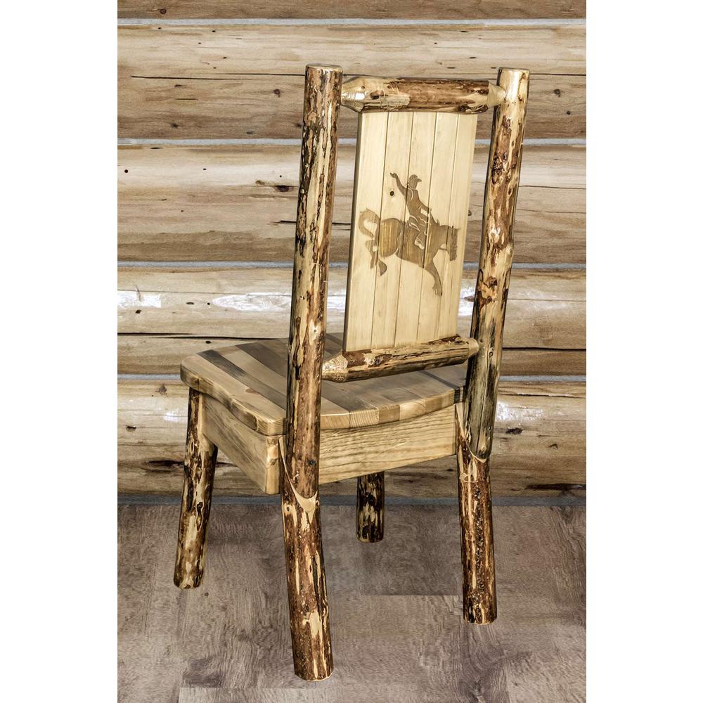Glacier Country Collection Side Chair w/ Laser Engraved Bronc Design. Picture 6