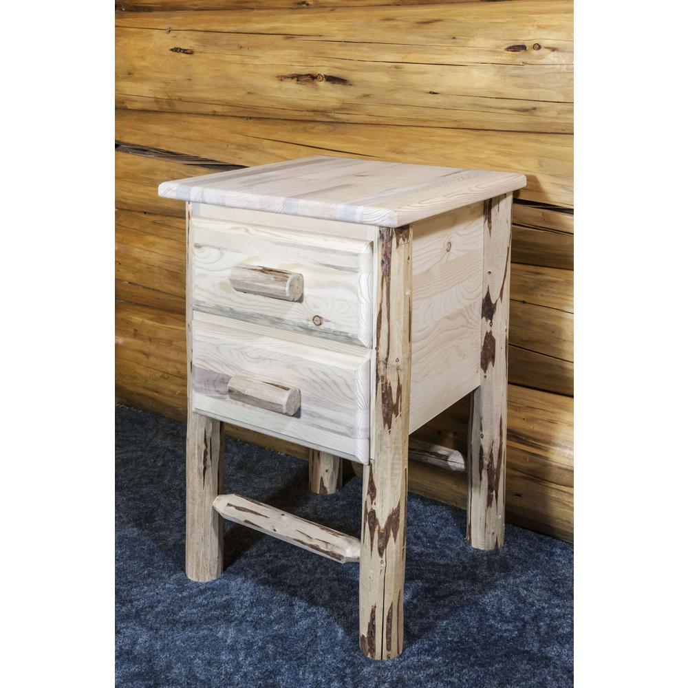 Montana Collection Nightstand with 2 Drawers, Clear Lacquer Finish. Picture 4