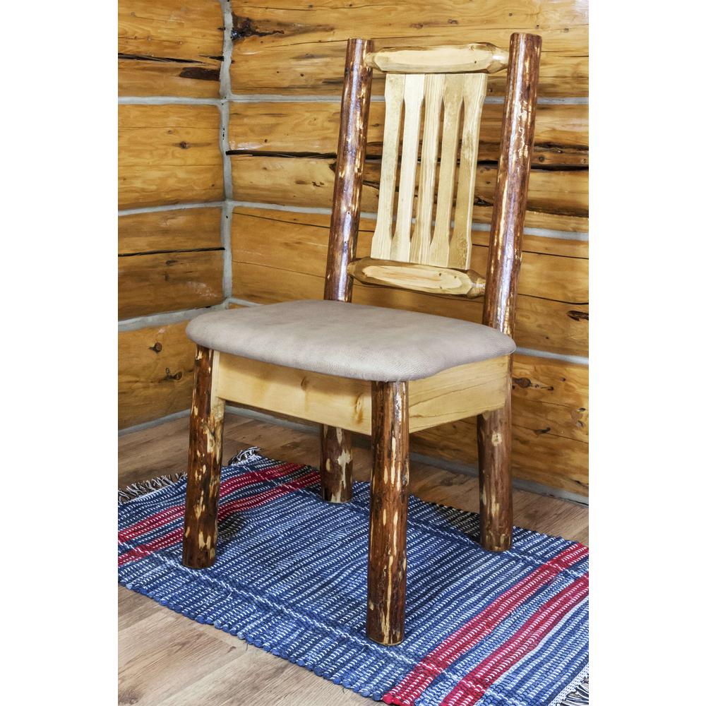 Glacier Country Collection Side Chair w/ Upholstered Seat, Buckskin Pattern. Picture 3