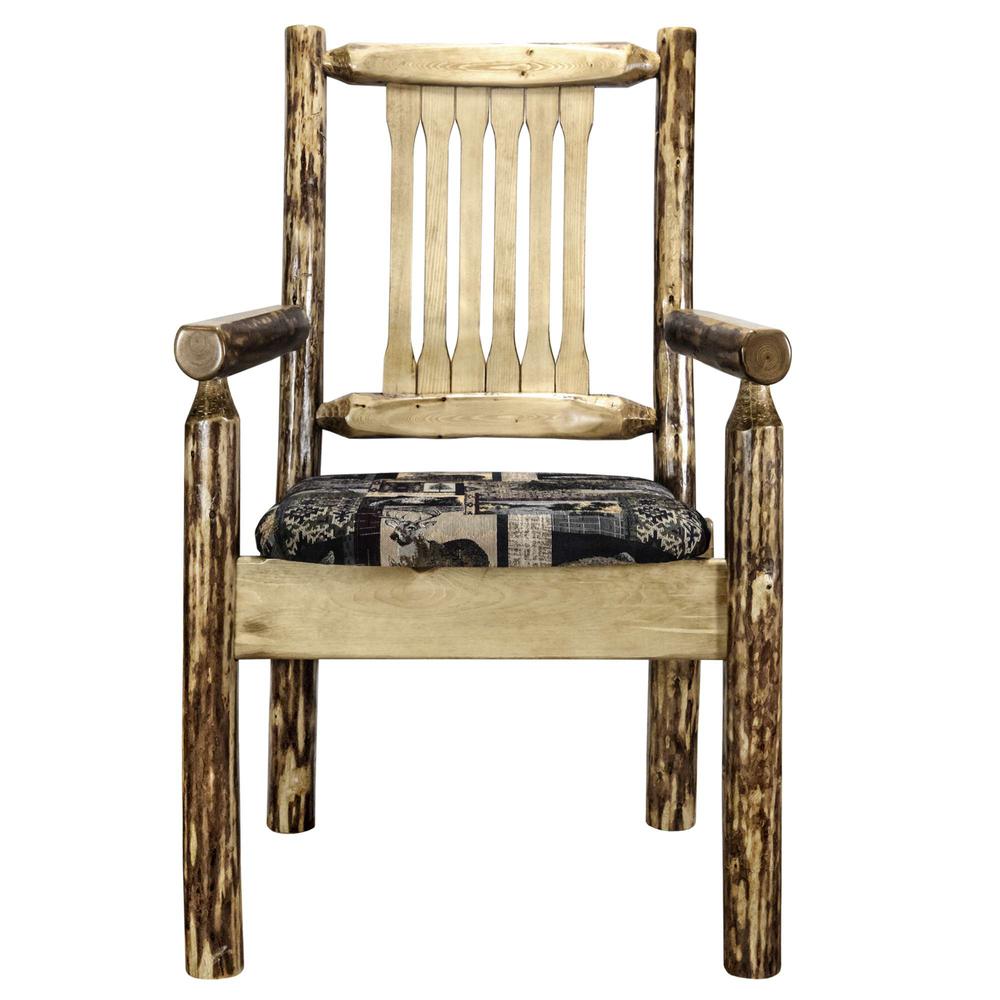 Glacier Country Collection Captain's Chair w/ Upholstered Seat, Woodland Pattern. Picture 2