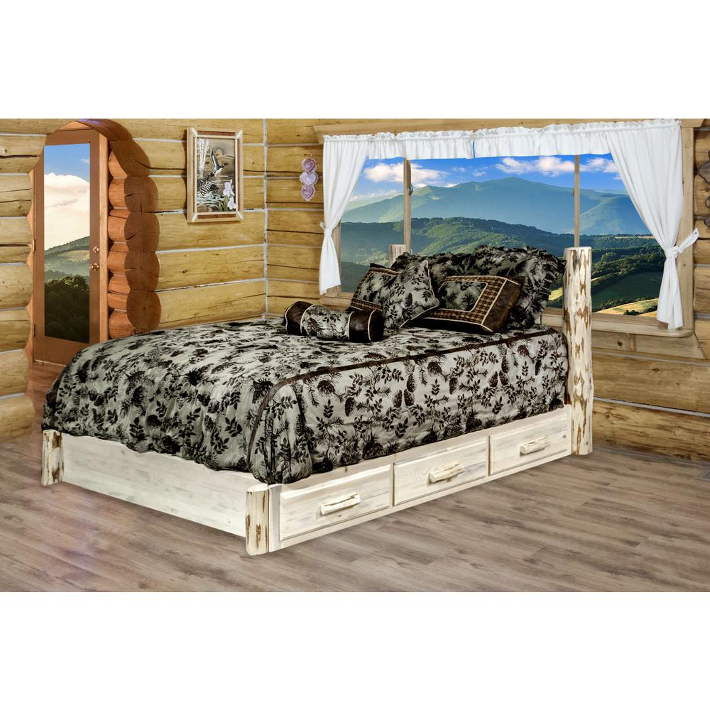 Montana Collection California King Platform Bed w/ Storage, Clear Lacquer Finish. Picture 9