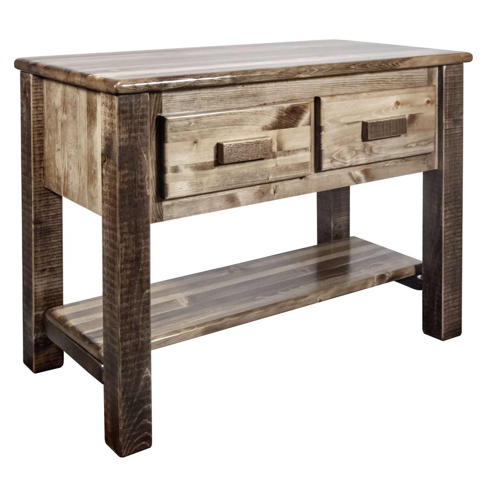 Homestead Collection Console Table w/ 2 Drawers, Stain & Clear Lacquer Finish. Picture 1
