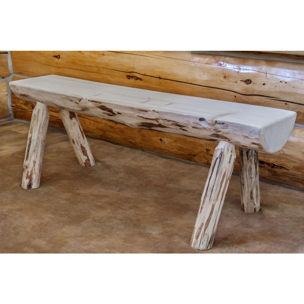 Montana Collection Half Log Bench, Clear Lacquer Finish, 5 Foot. Picture 3