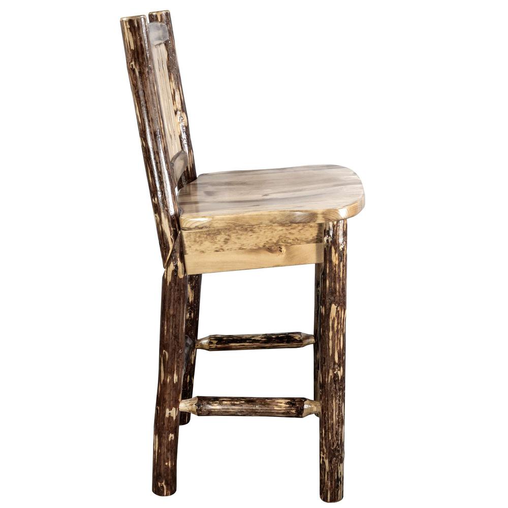 Glacier Country Collection Barstool w/ Back, Ergonomic Wooden Seat. Picture 4