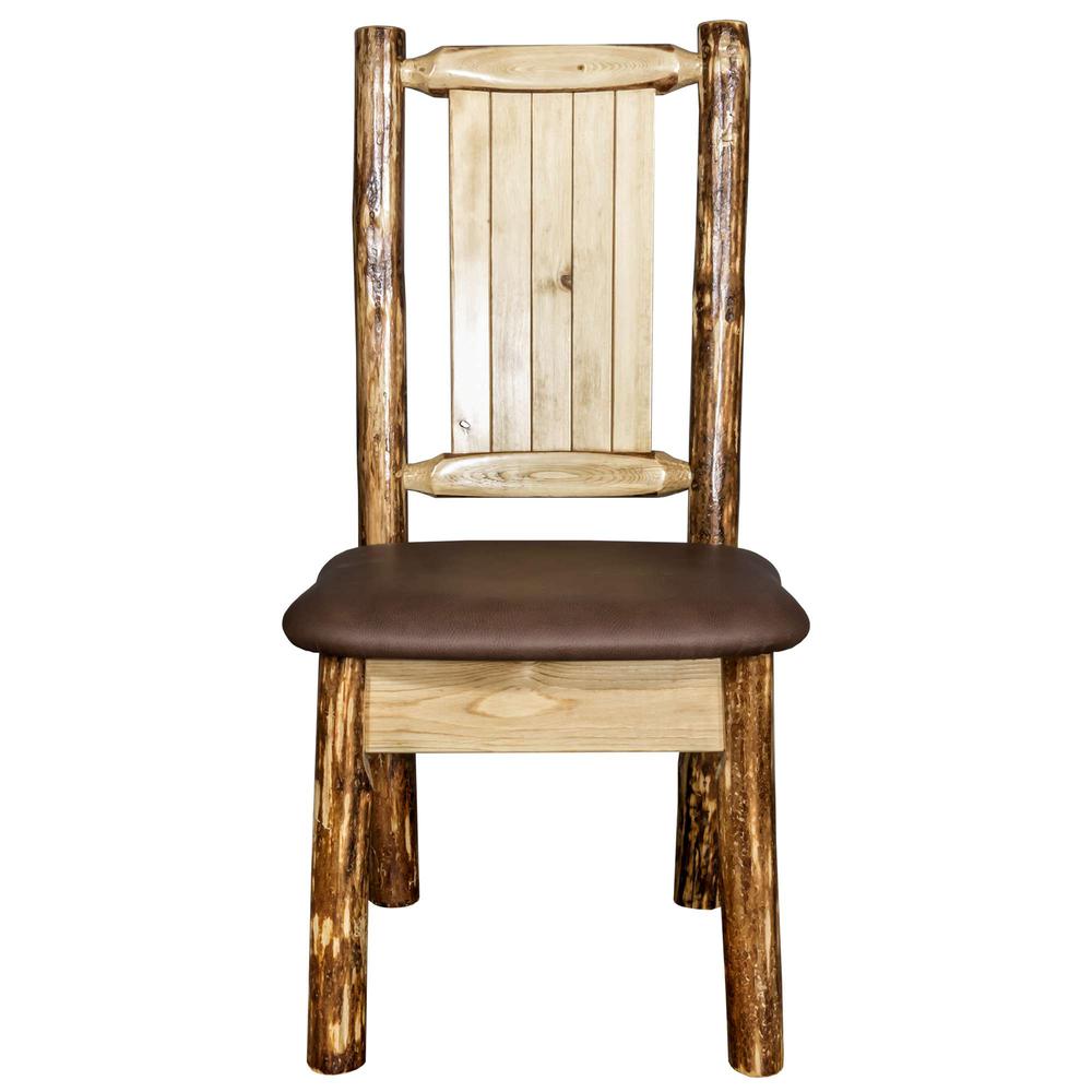 Glacier Country Collection Side Chair - Saddle Upholstery, w/ Laser Engraved Bronc Design. Picture 4
