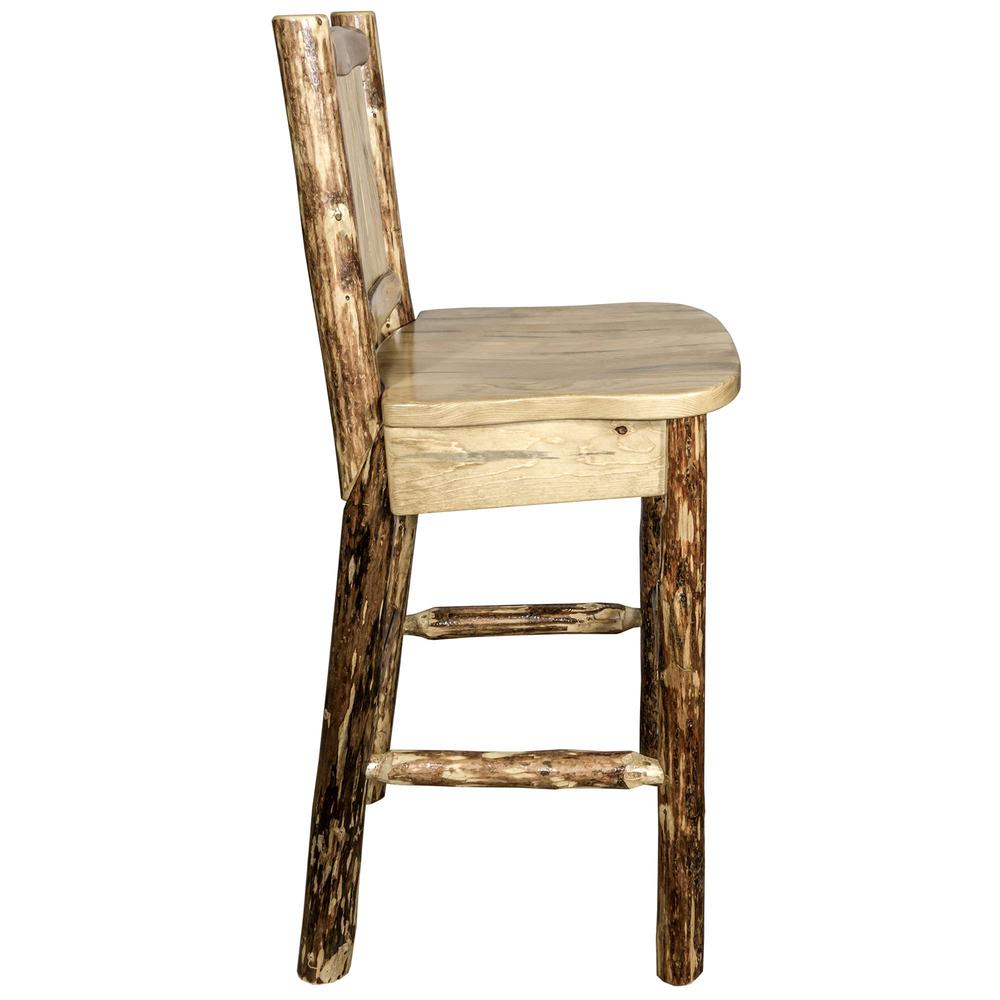 Glacier Country Collection Barstool w/ Back, w/ Laser Engraved Pine Tree Design. Picture 5