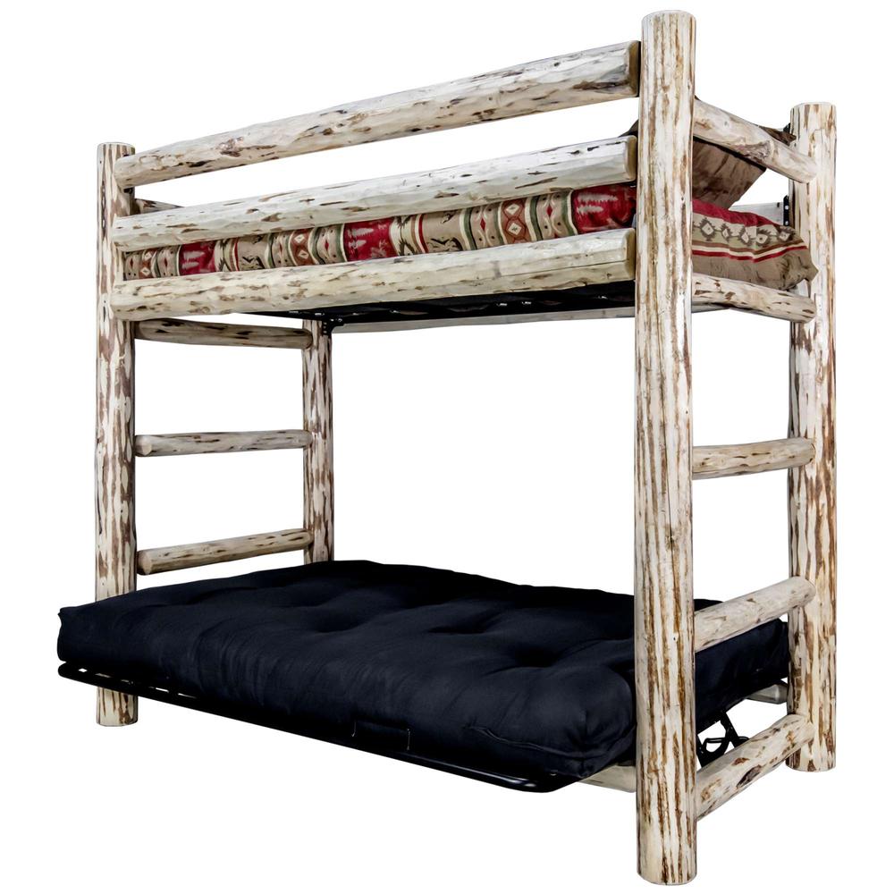 Montana Collection Twin Bunk Bed over Full Futon Frame w/ Mattress. Picture 7