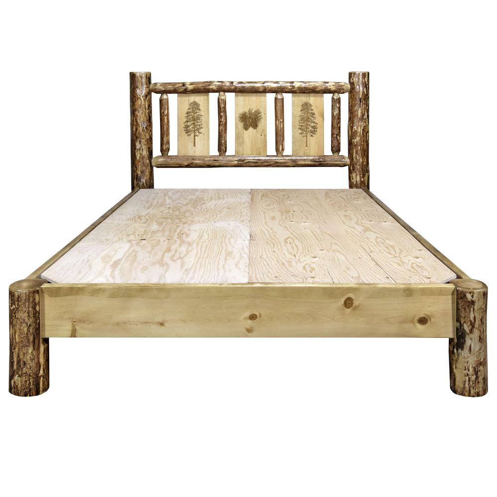 Glacier Country Collection Twin Platform Bed w/ Laser Engraved Pine Tree Design. Picture 6