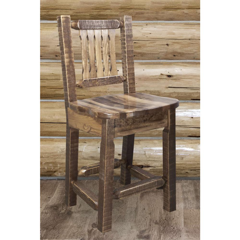 Homestead Collection Counter Height Barstool w/ Back, Stain & Lacquer Finish. Picture 3