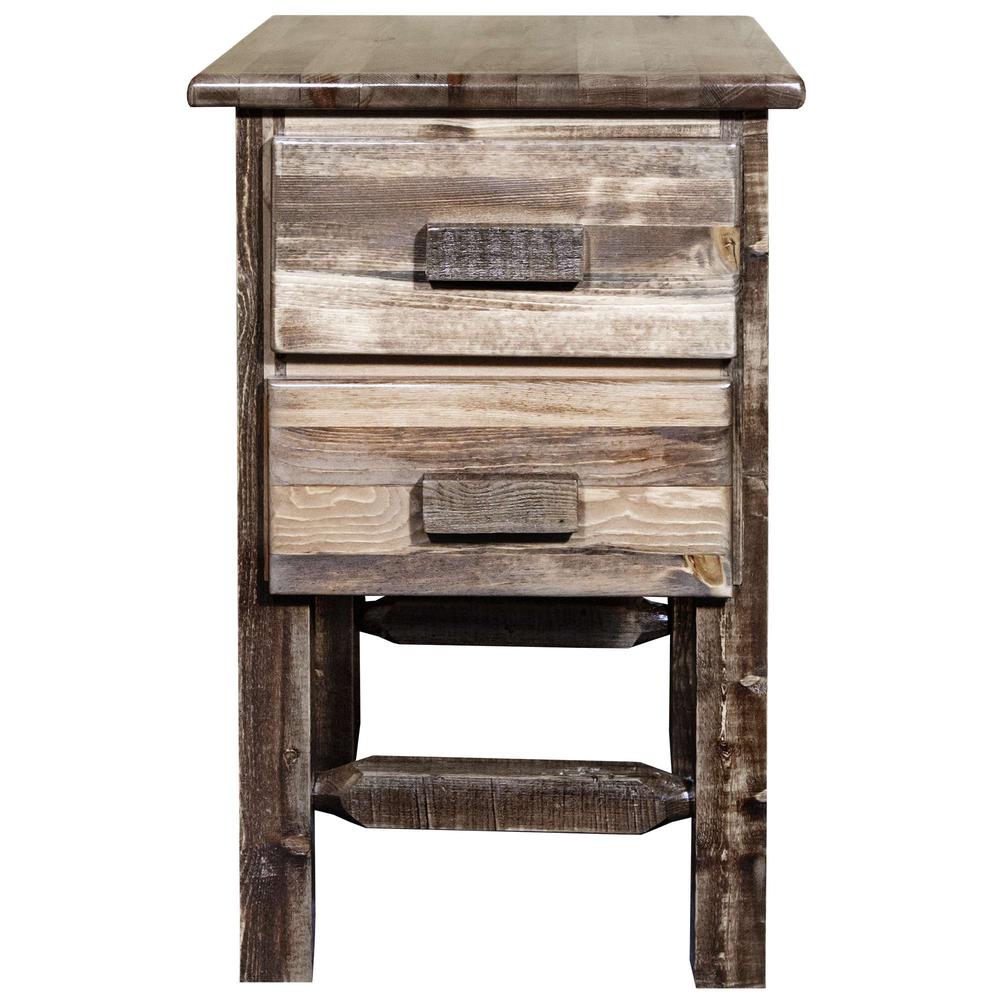 Homestead Collection Nightstand with 2 Drawers, Stain & Clear Lacquer Finish. Picture 2