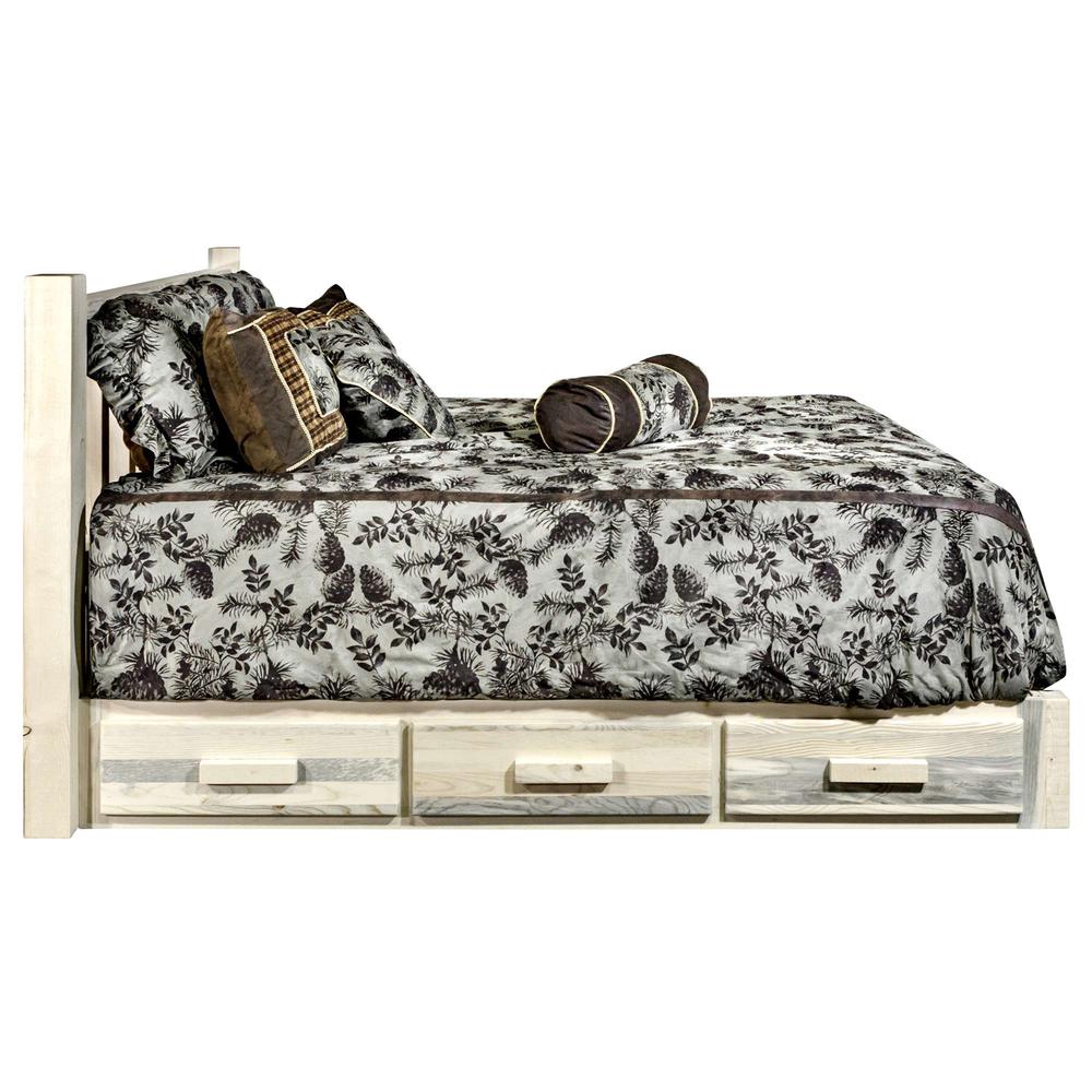 Homestead Collection California King Platform Bed w/ Storage, Clear Lacquer Finish. Picture 4