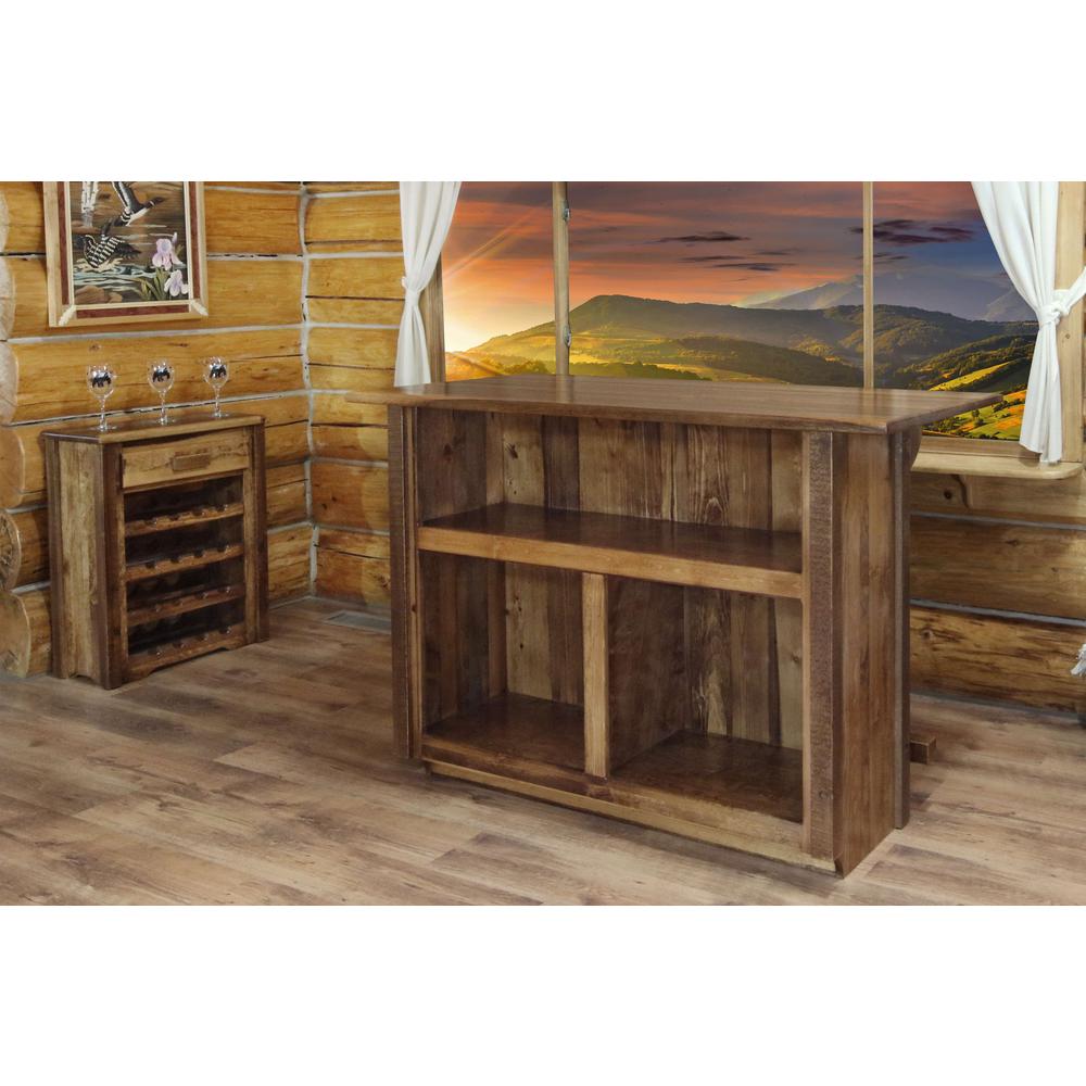 Homestead Collection Bar with Foot Rail, Stain & Clear Lacquer Finish. Picture 5