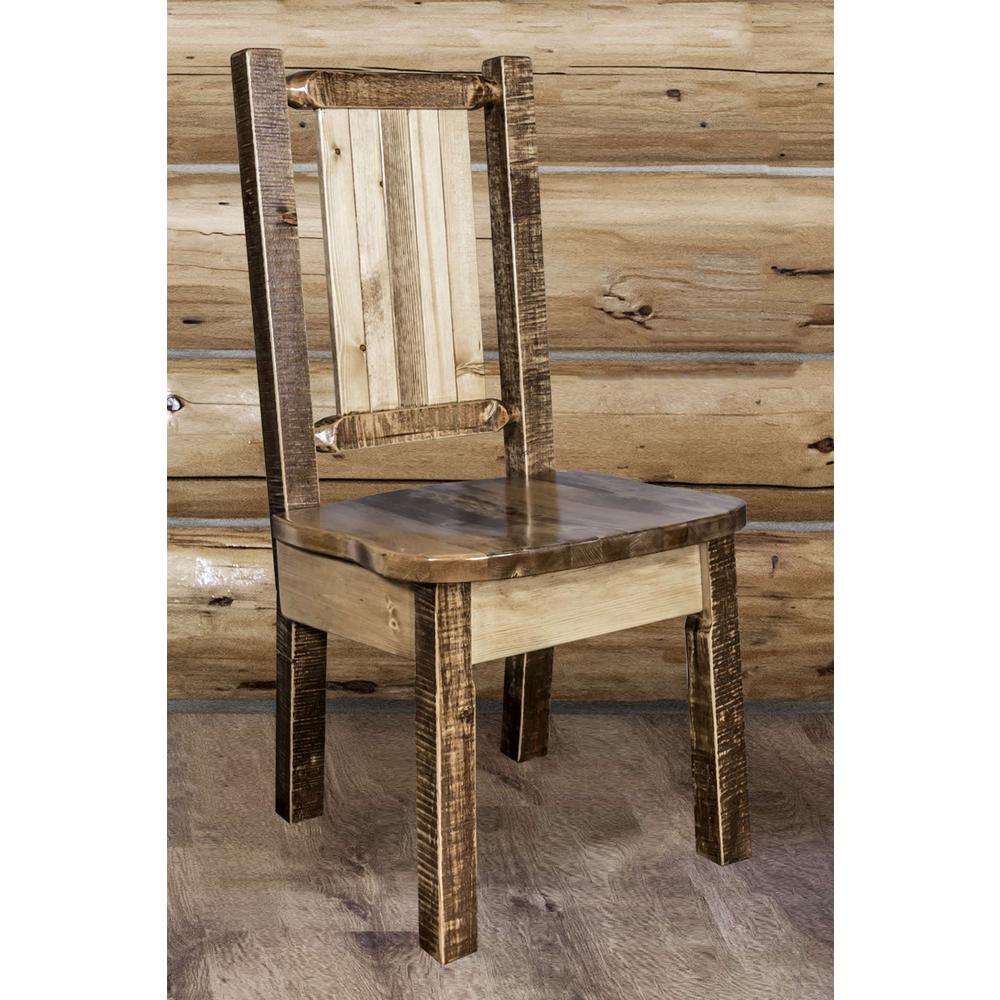 Homestead Collection Side Chair w/ Laser Engraved Wolf Design, Stain & Lacquer Finish. Picture 8