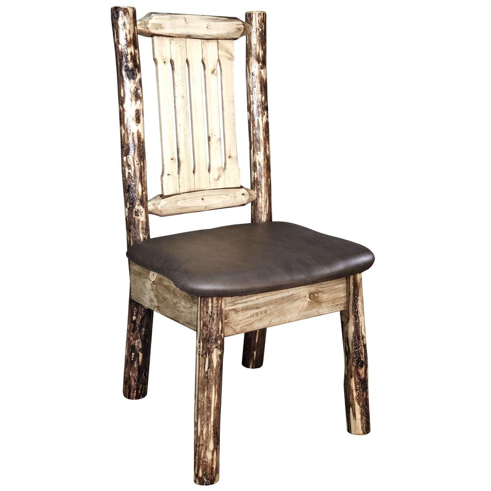 Glacier Country Collection Side Chair w/ Upholstered Seat, Saddle Pattern. Picture 1