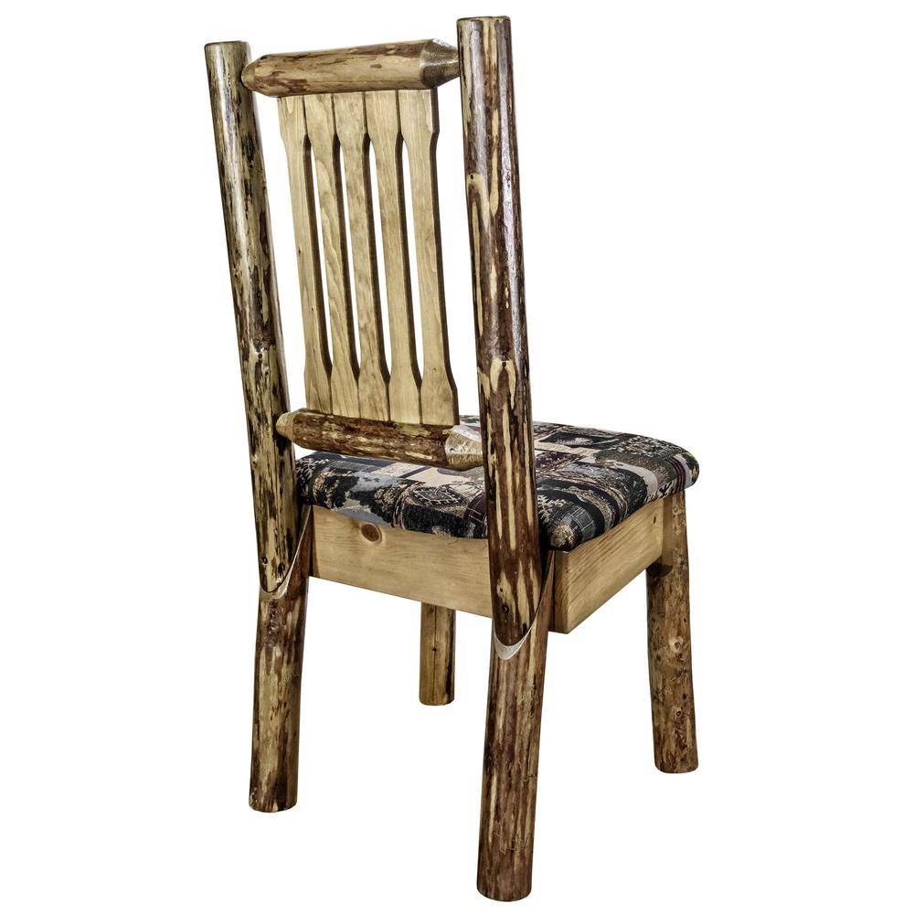 Glacier Country Collection Side Chair w/ Upholstered Seat, Woodland Pattern. Picture 3