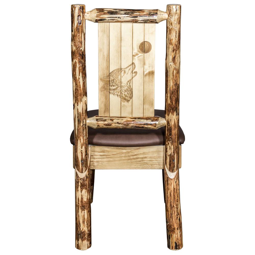 Glacier Country Collection Side Chair - Saddle Upholstery, w/ Laser Engraved Wolf Design. Picture 2