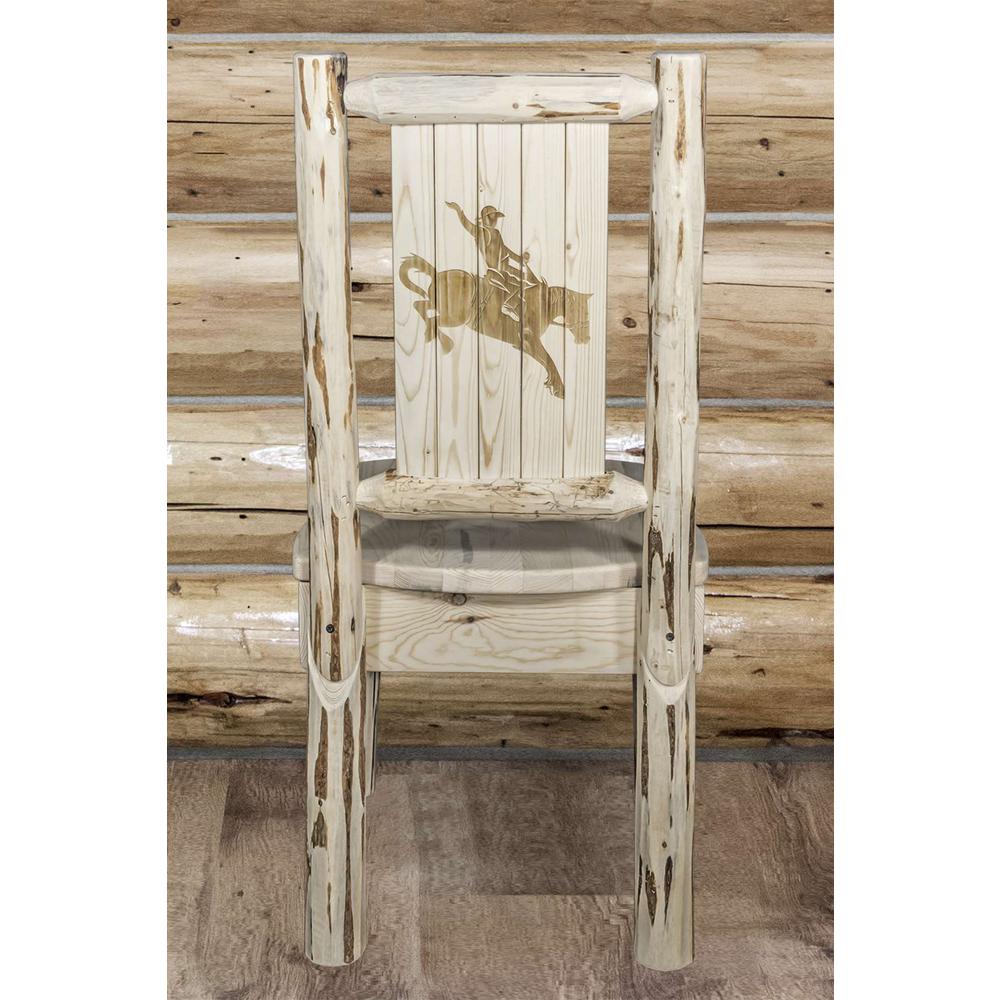 Montana Collection Side Chair w/ Laser Engraved Bronc Design, Clear Lacquer Finish. Picture 7