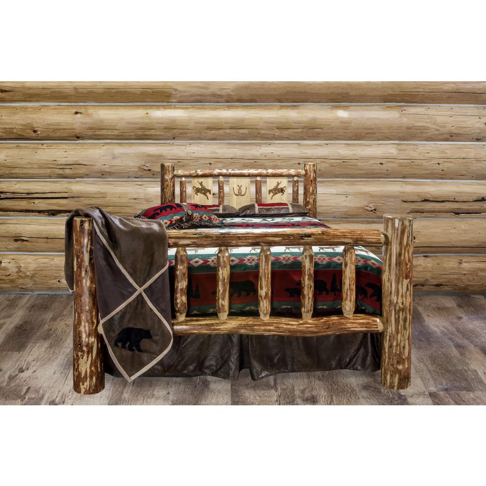 Glacier Country Collection Full Bed w/ Laser Engraved Bronc Design. Picture 10