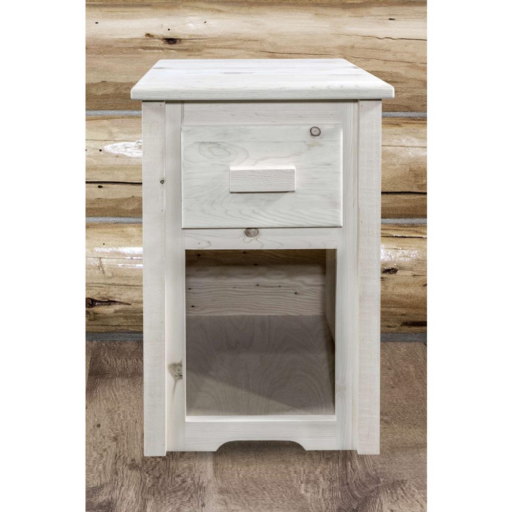 Homestead Collection End Table w/ Drawer, Clear Lacquer Finish. Picture 6