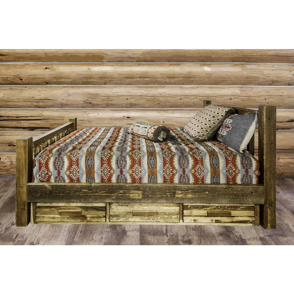 Homestead Collection Queen Bed w/ Storage, Stain & Lacquer Finish. Picture 7