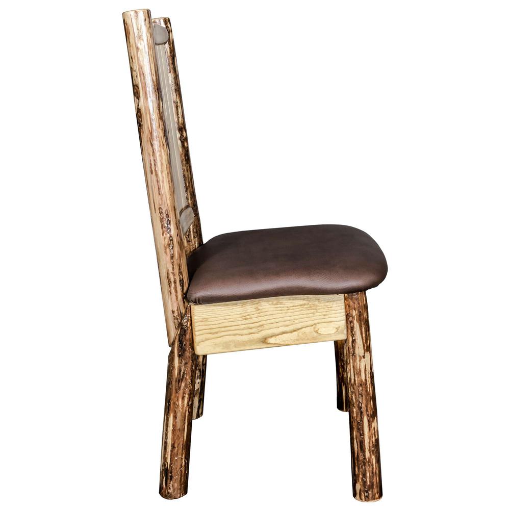 Glacier Country Collection Side Chair - Saddle Upholstery, w/ Laser Engraved Bronc Design. Picture 5