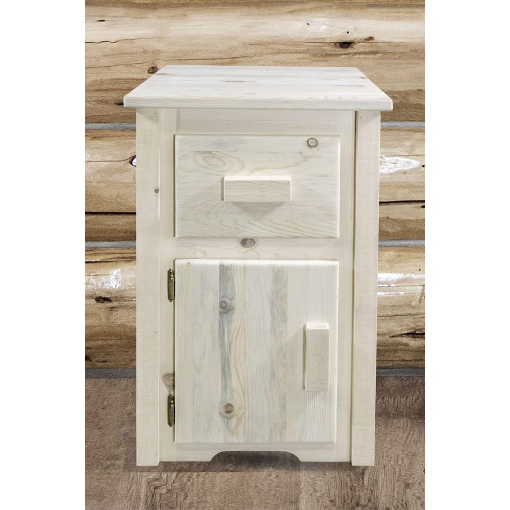 Homestead Collection End Table w/ Drawer & Door, Left Hinged, Ready to Finish. Picture 5
