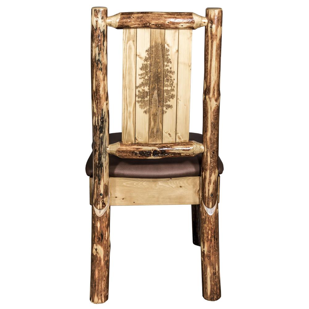 Glacier Country Collection Side Chair - Saddle Upholstery, w/ Laser Engraved Pine Tree Design. Picture 2