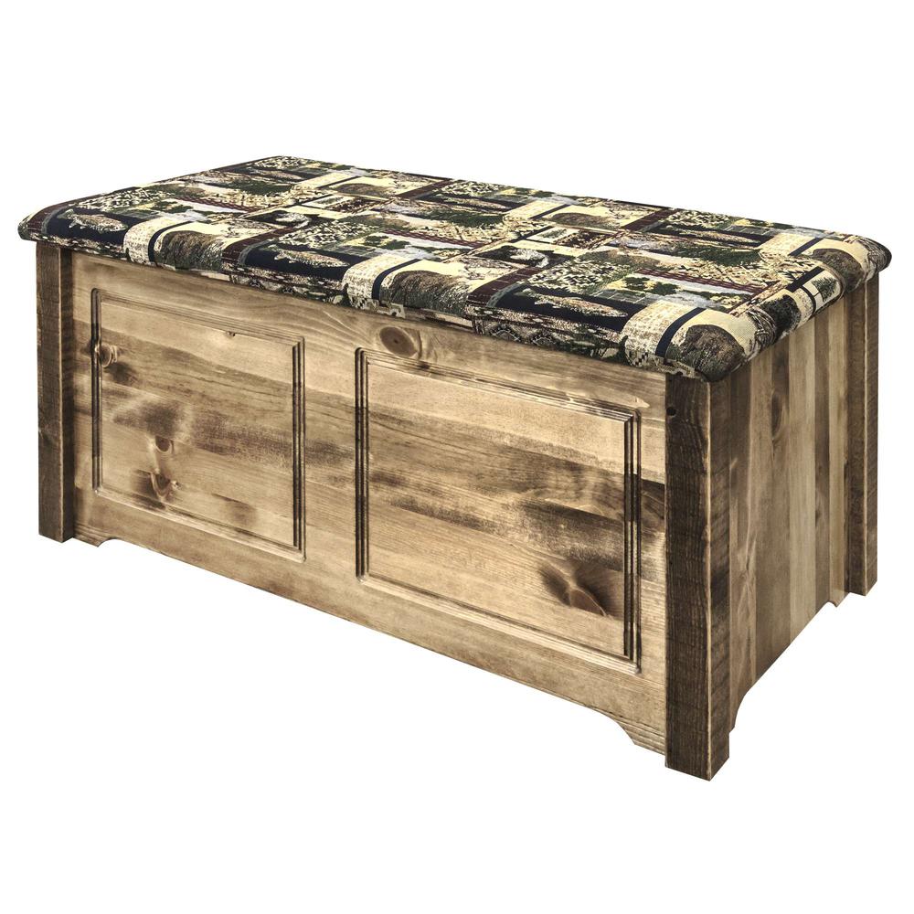 Homestead Collection Small Blanket Chest, Woodland Upholstery, Stain & Lacquer Finish. Picture 3
