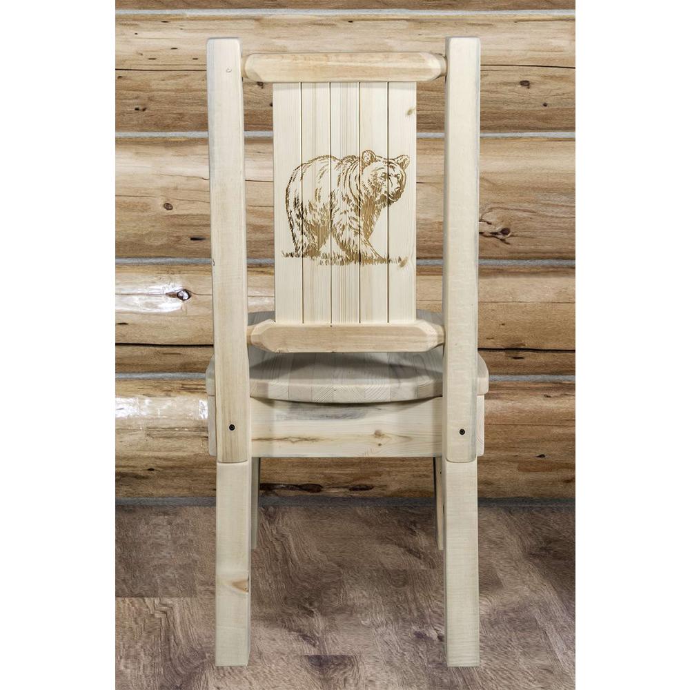 Homestead Collection Side Chair w/ Laser Engraved Bear Design, Clear Lacquer Finish. Picture 7