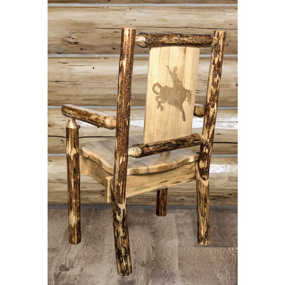 Glacier Country Collection Captain's Chair w/ Laser Engraved Bronc Design. Picture 6