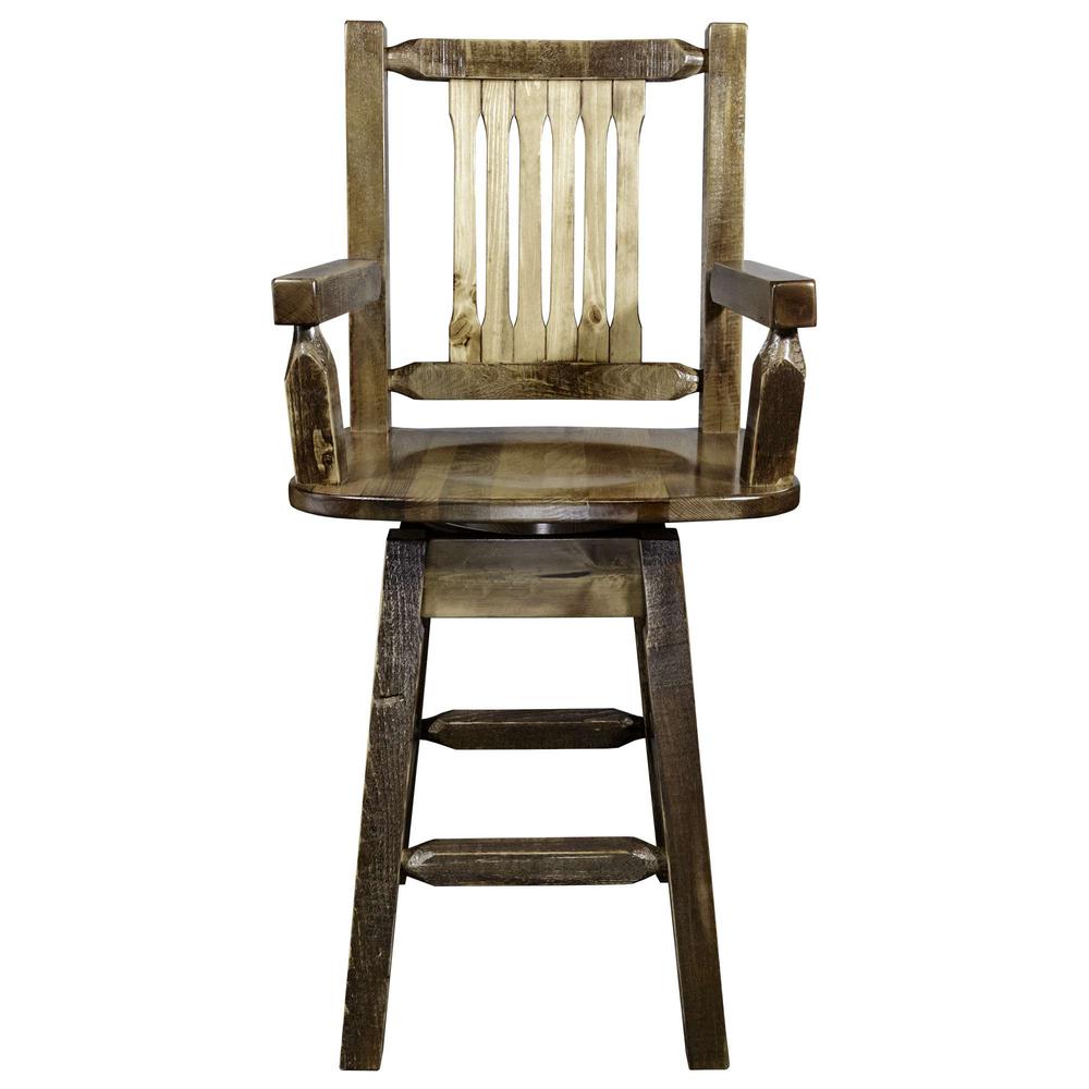 Homestead Collection Captain's Barstool w/ Back & Swivel, Stain & Lacquer Finish. Picture 2