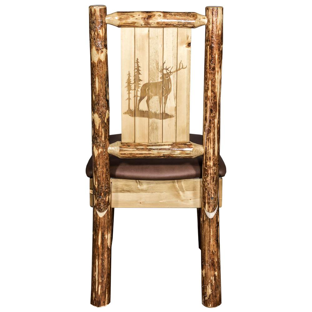 Glacier Country Collection Side Chair - Saddle Upholstery, w/ Laser Engraved Elk Design. Picture 2