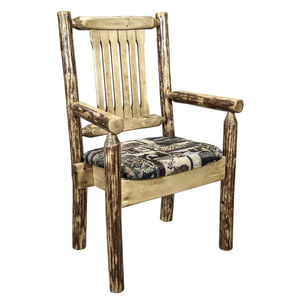 Glacier Country Collection Captain's Chair w/ Upholstered Seat, Woodland Pattern. Picture 1
