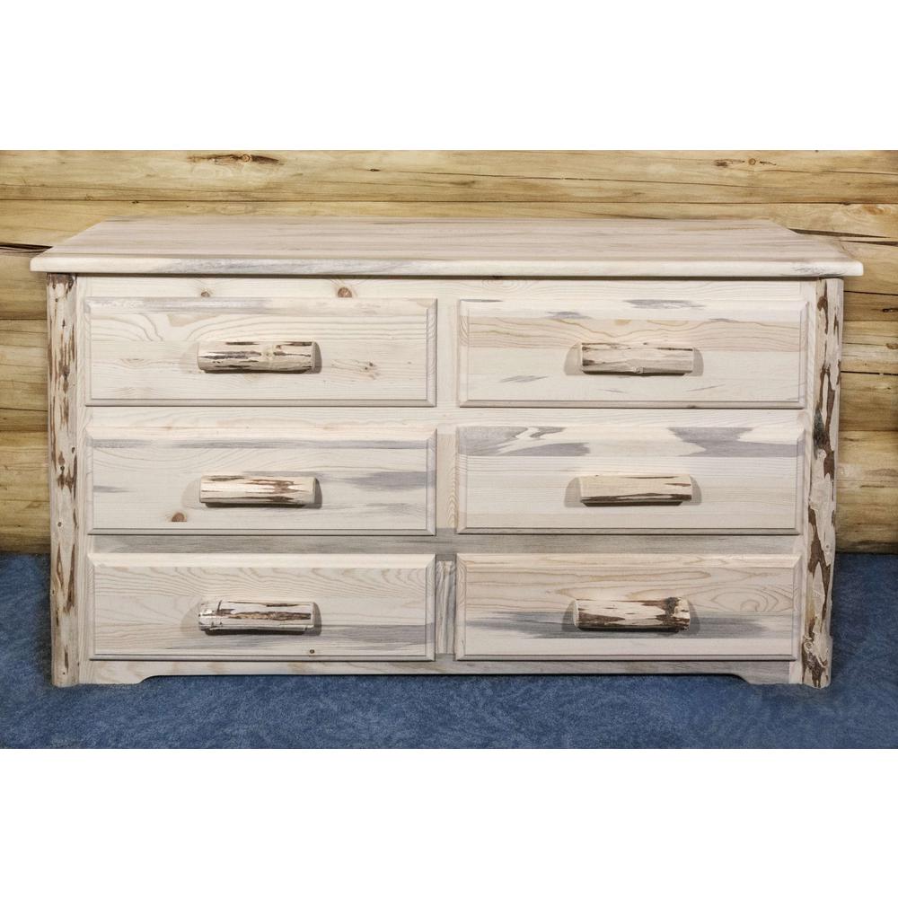 Montana Collection 6 Drawer Dresser, Clear Lacquer Finish. Picture 4