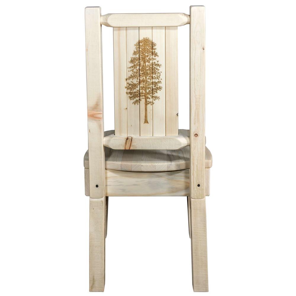 Homestead Collection Side Chair w/ Laser Engraved Pine Tree Design, Clear Lacquer Finish. Picture 2