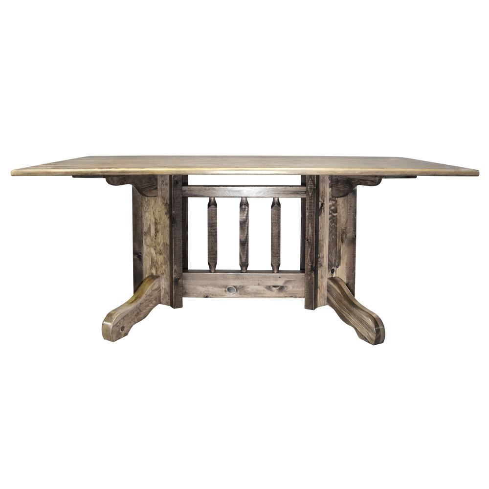 Homestead Collection Double Pedestal Dinging Table, Stain & Clear Lacquer Finish. Picture 2