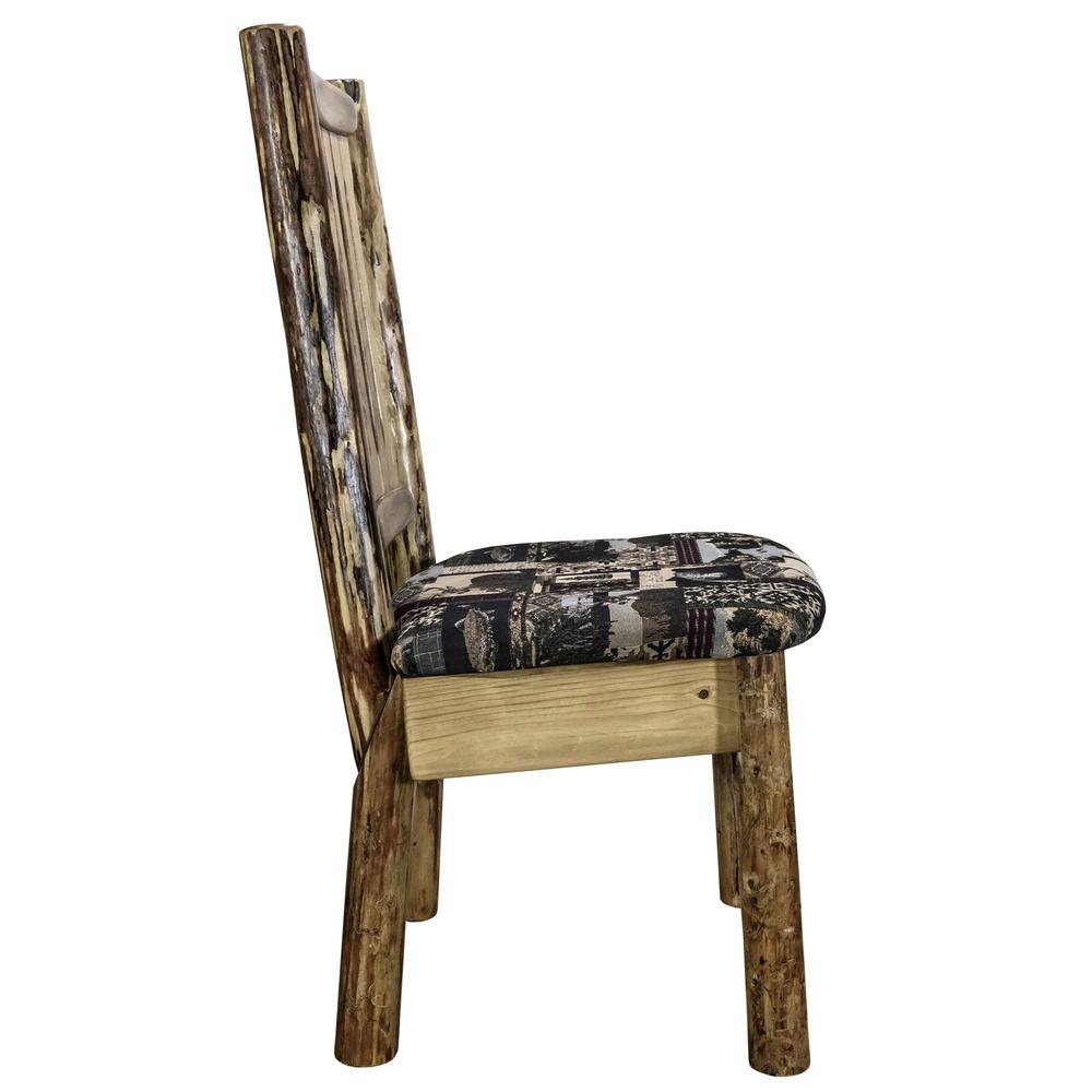 Glacier Country Collection Side Chair w/ Upholstered Seat, Woodland Pattern. Picture 5