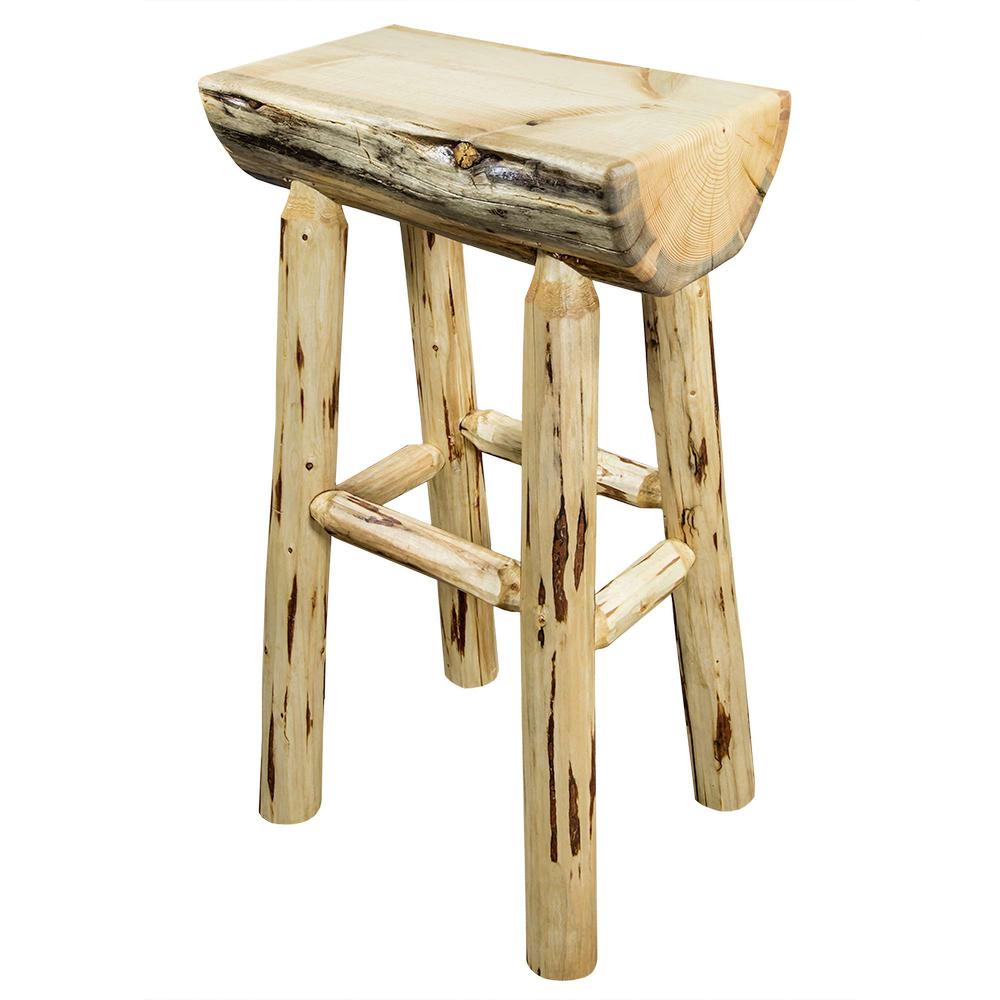 Montana Collection Counter Height Half Log Barstool w/ Exterior Finish. Picture 2