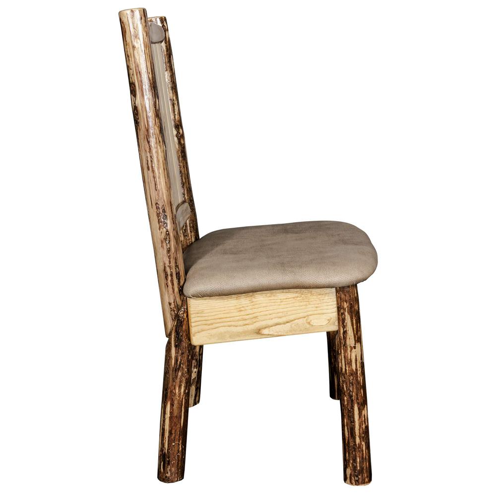 Glacier Country Collection Side Chair - Buckskin Upholstery, w/ Laser Engraved Bronc Design. Picture 5