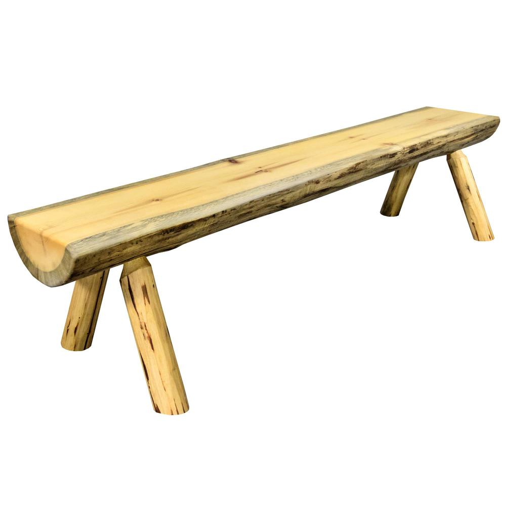 Montana Collection Half Log Bench, Exterior Finish, 6 Foot. Picture 1