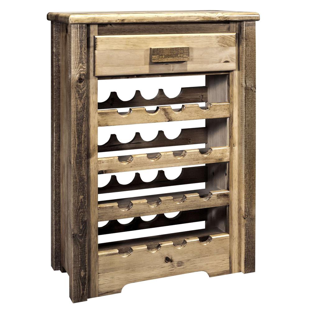 Homestead Collection Wine Cabinet, Stain & Clear Lacquer Finish. Picture 1