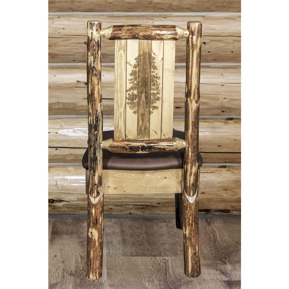 Glacier Country Collection Side Chair - Saddle Upholstery, w/ Laser Engraved Pine Tree Design. Picture 7
