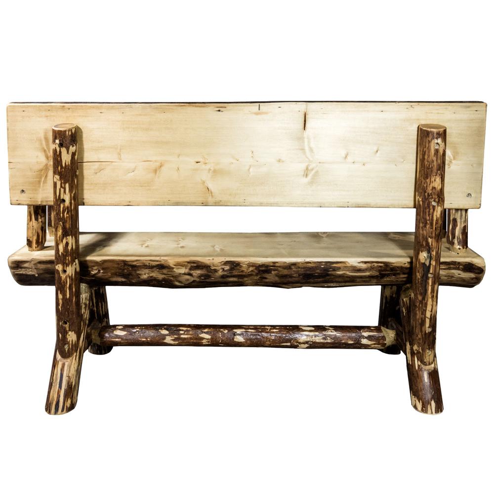 Glacier Country Collection Half Log Bench w/ Back & Arms, 4 Foot. Picture 3