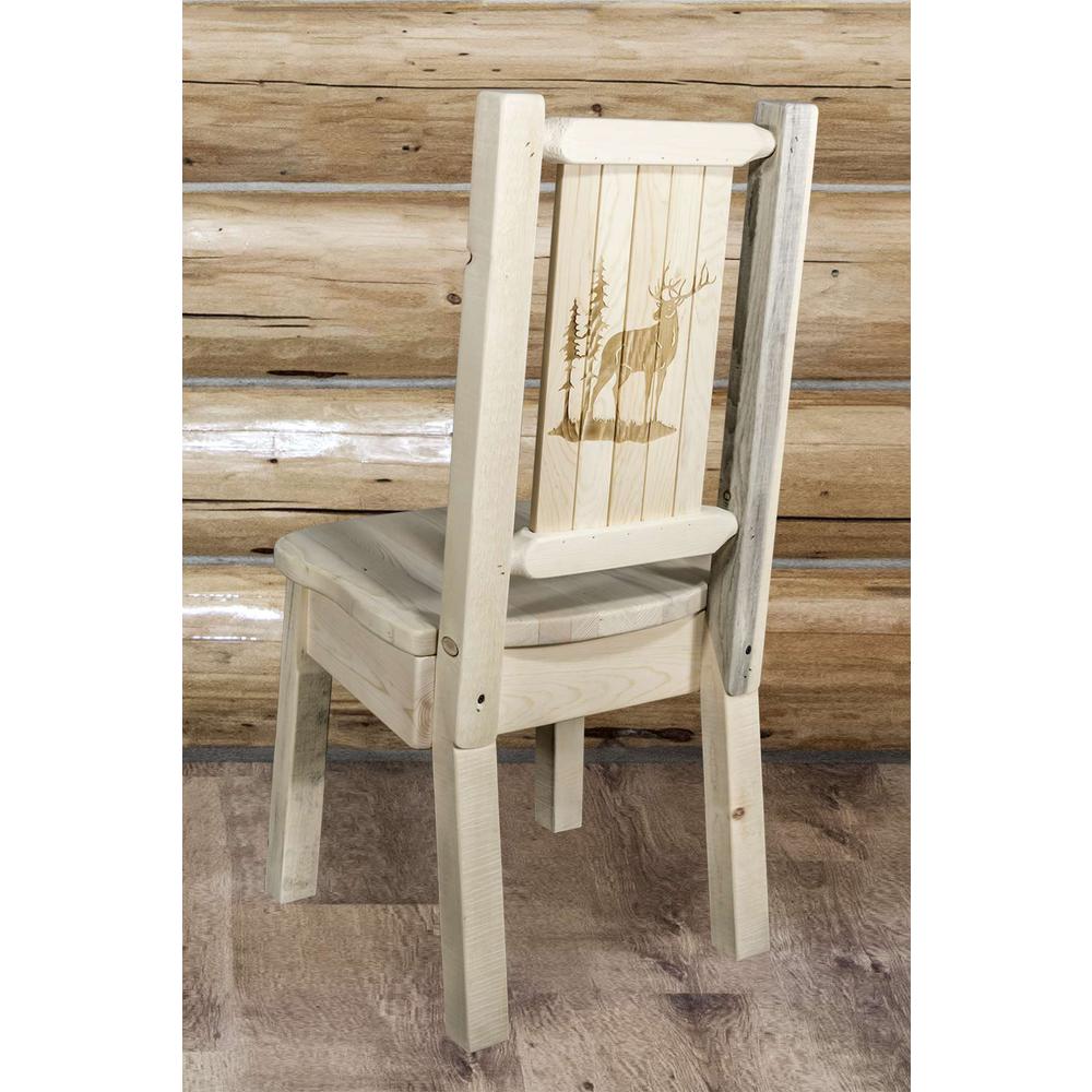 Homestead Collection Side Chair w/ Laser Engraved Elk Design, Clear Lacquer Finish. Picture 6