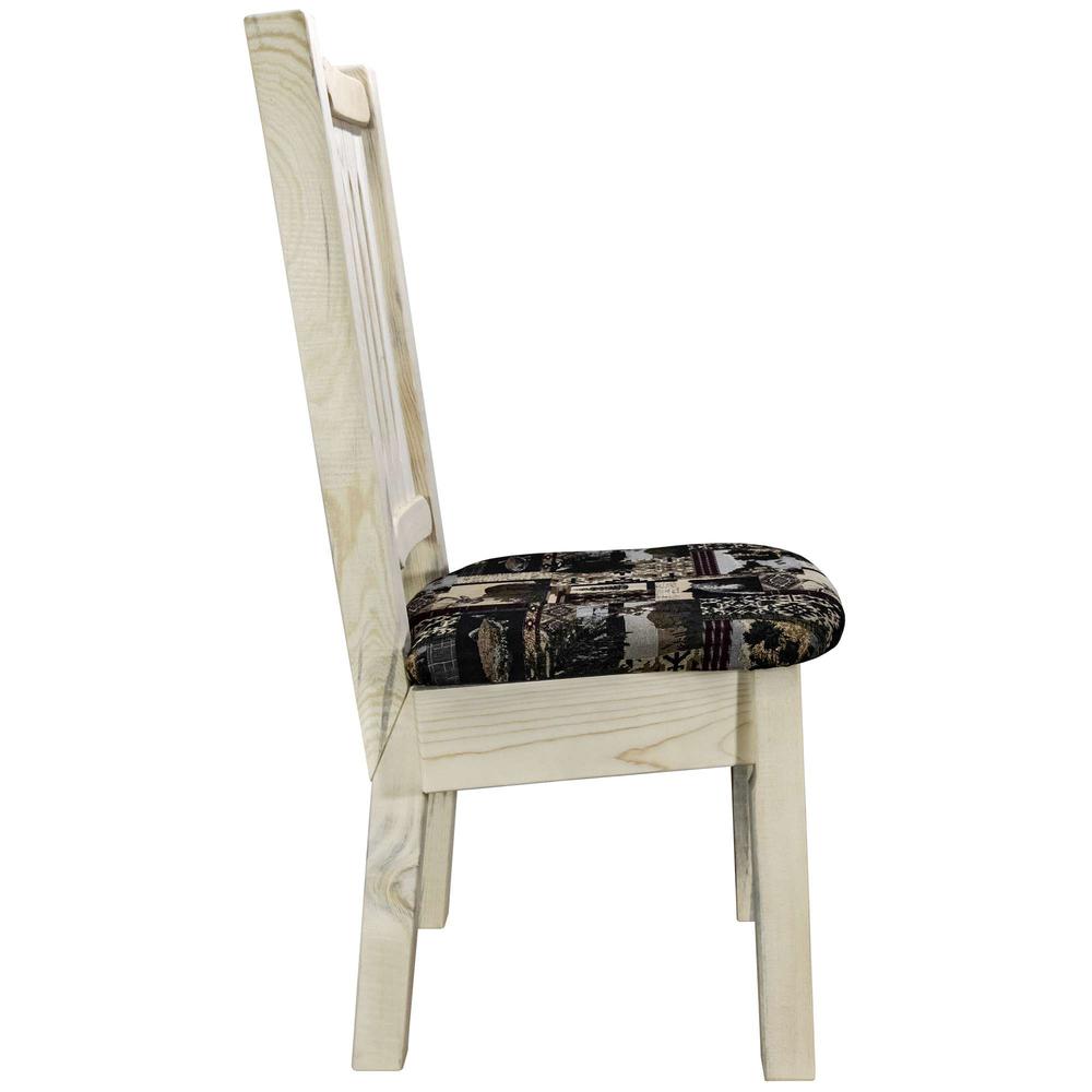 Homestead Collection Side Chair, Ready to Finish w/ Upholstered Seat, Woodland Pattern. Picture 5
